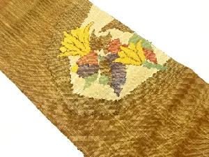 手織り真綿紬抽象草花模様織出し名古屋帯